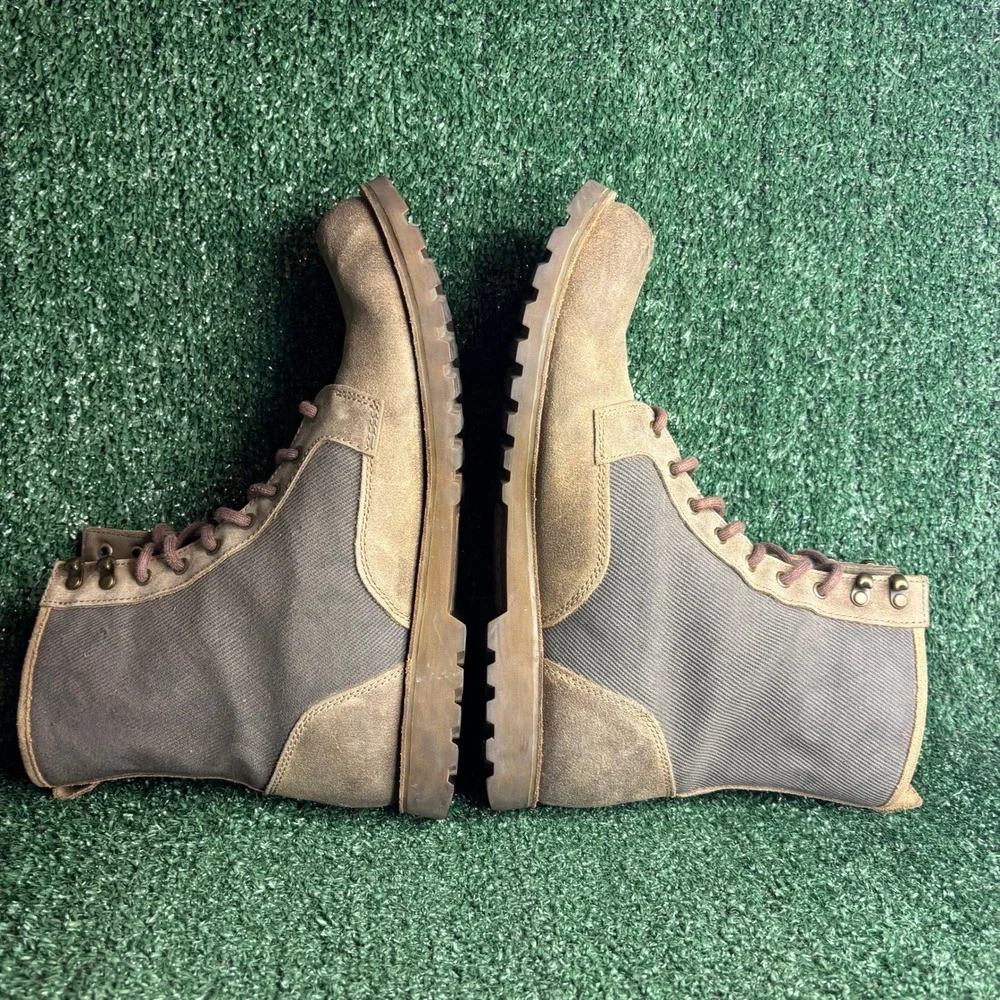 UGG Montgomery Nubuck Canvas Suede Lace Up Combat Military Boots Brown Mens‎ 12